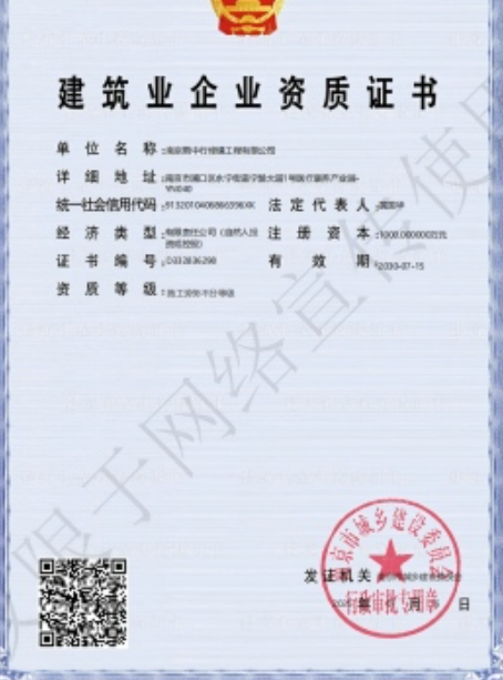 武平建筑施工资质证书